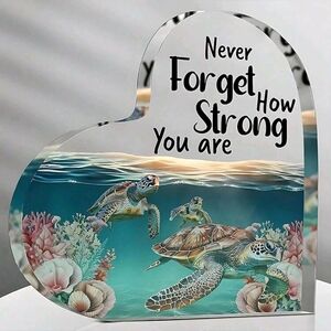 Heart-Shaped Turtle Decor with Inspirational Quote